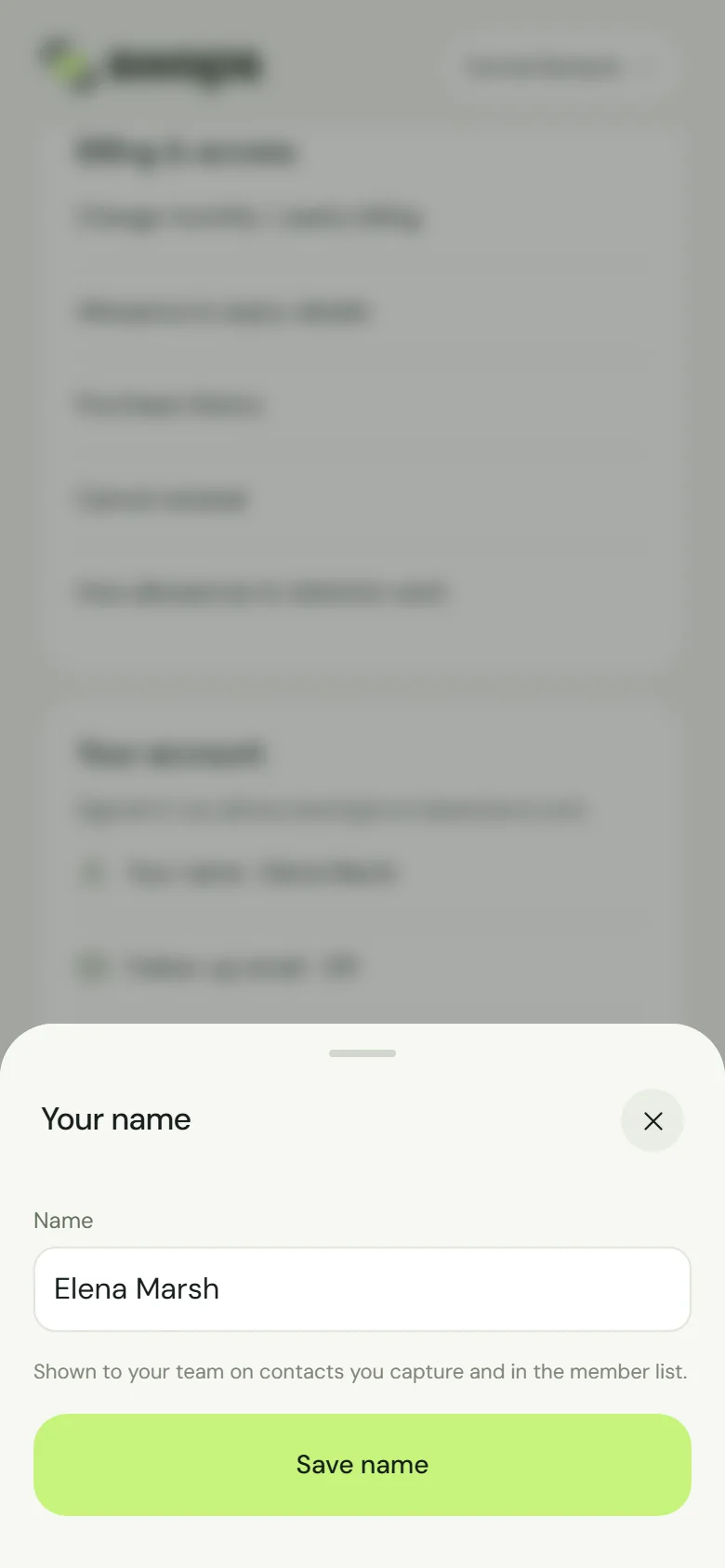 The Your name sheet