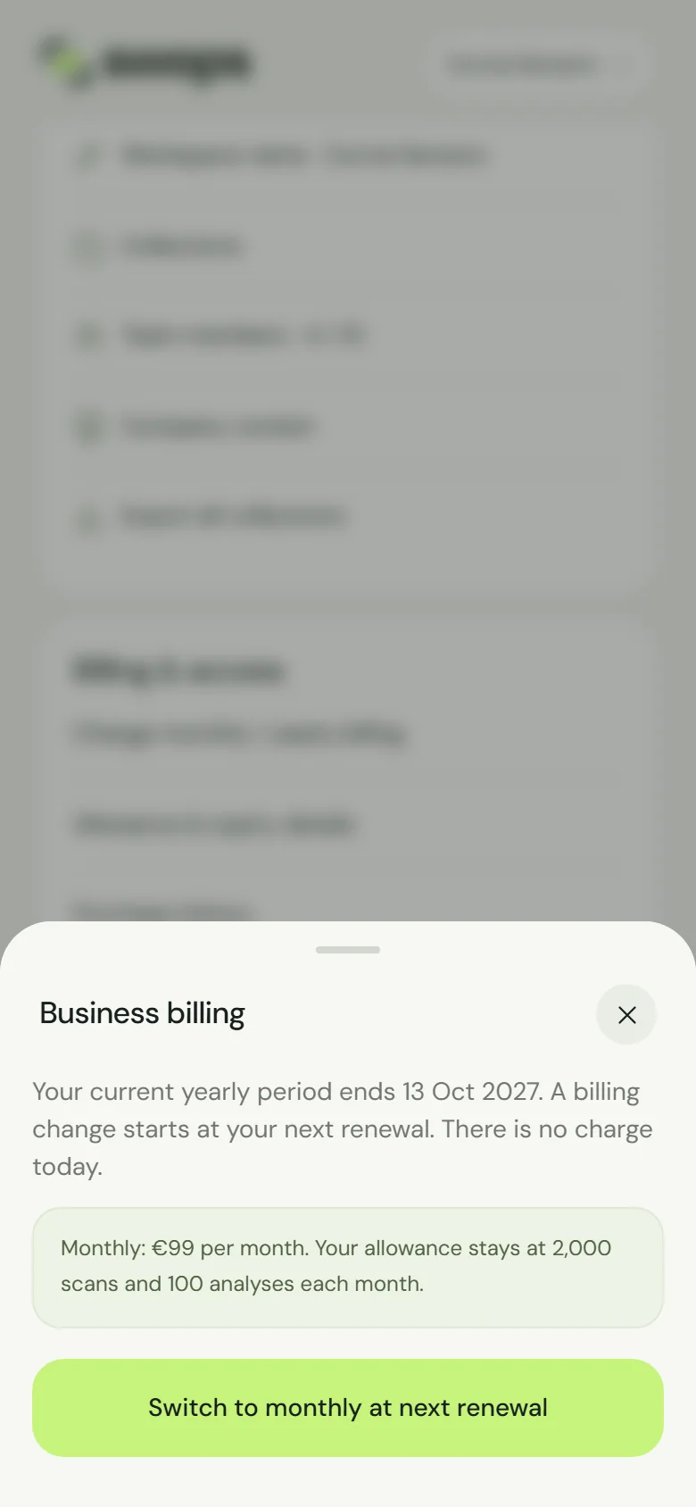 The Business billing sheet