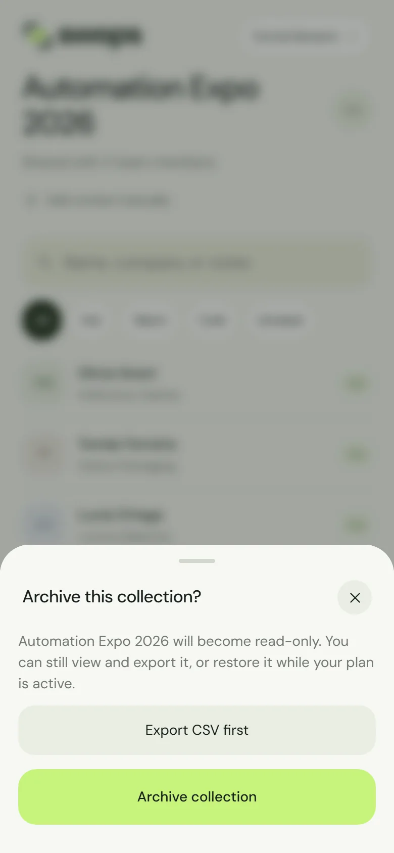The archive confirmation