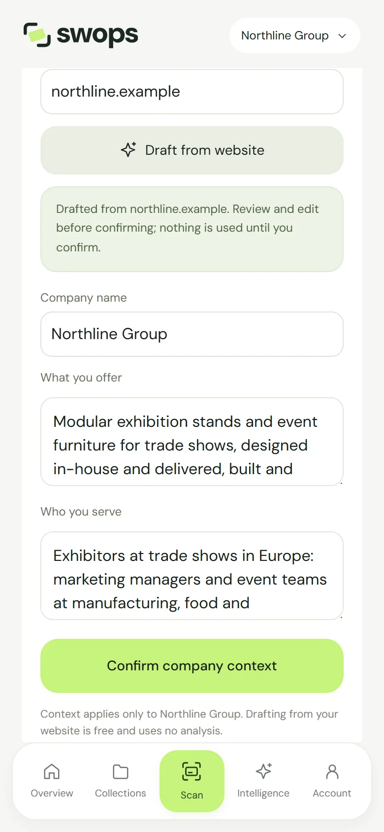A draft from the company website, ready to review