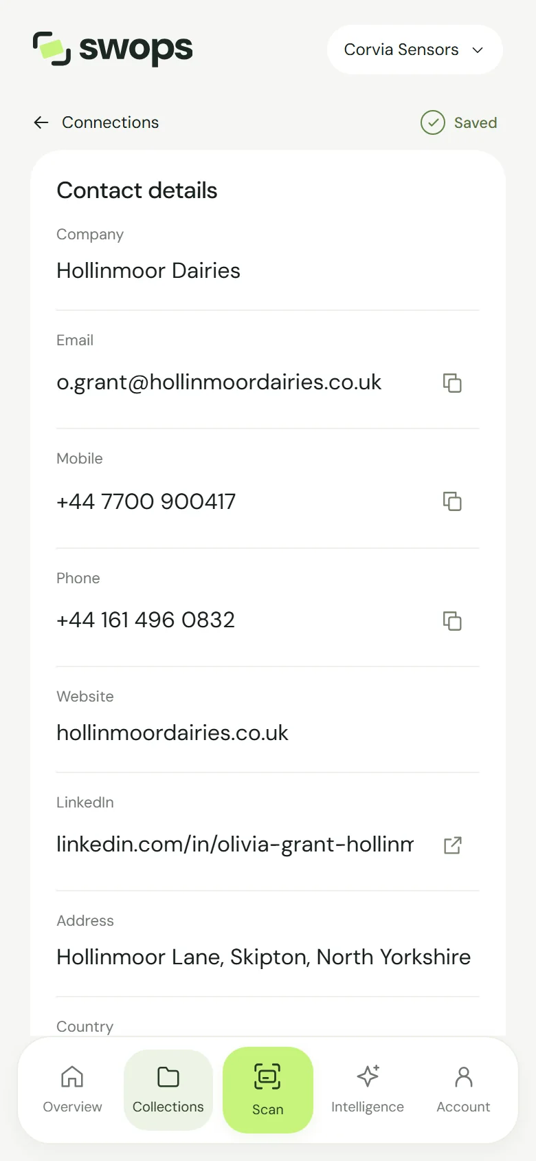 The contact details