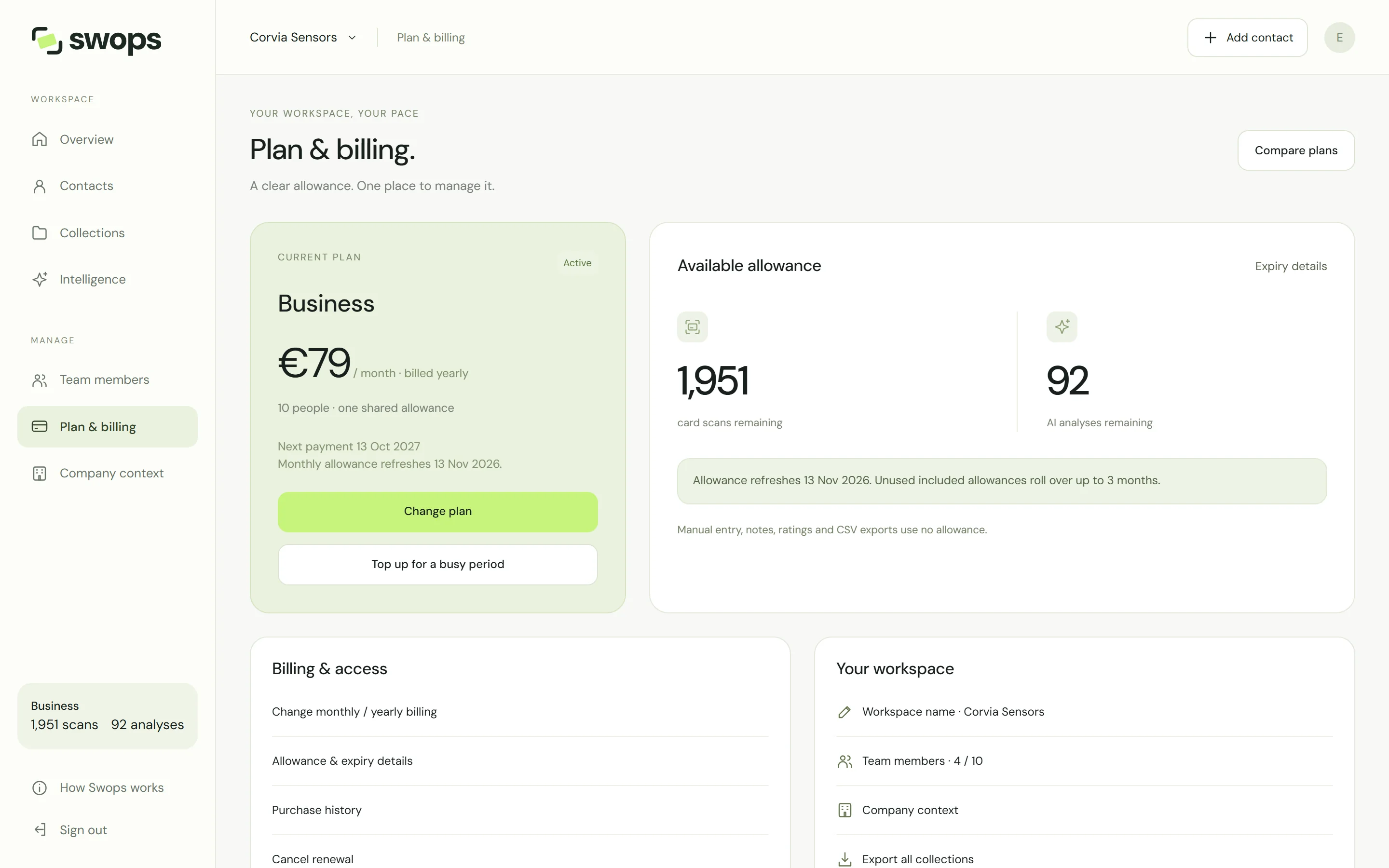 Plan & billing on the laptop