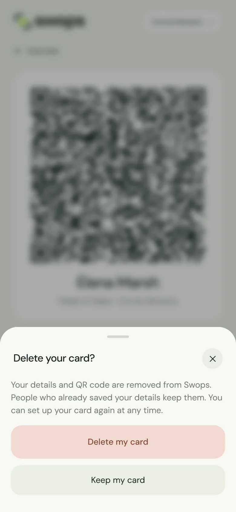 The delete confirmation