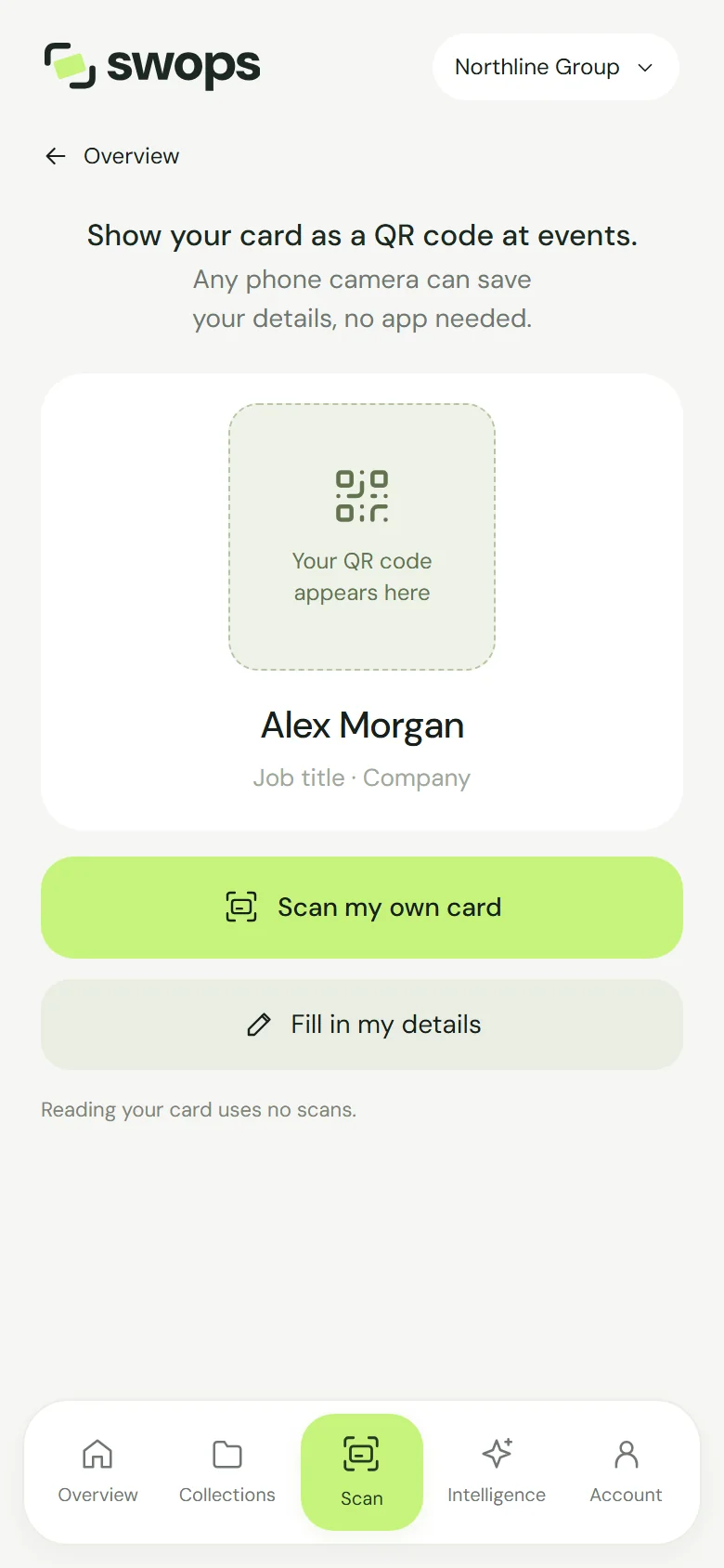 My card before it is set up