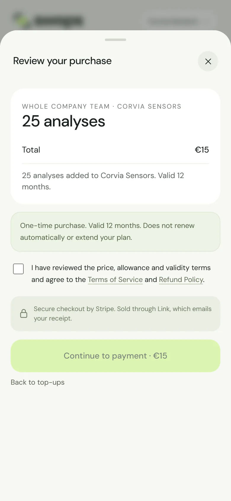 The review step for 25 analyses