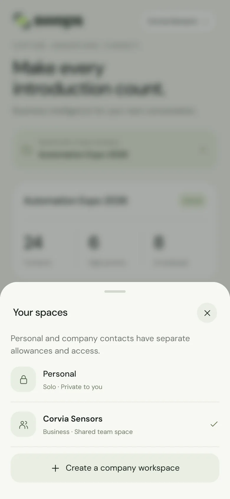 The Your spaces sheet